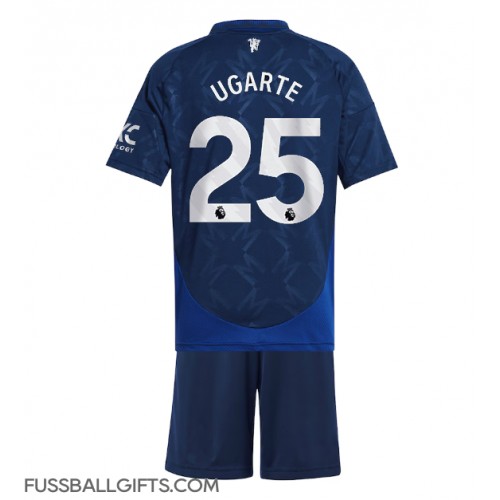 Manchester United Manuel Ugarte #25 Fußballbekleidung Auswärtstrikot Kinder 2024-25 Kurzarm (+ kurze hosen)